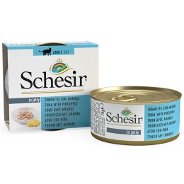 Консерви Schesir Tuna Pineapple натуральні, для котів, тунець з ананасом в желе, банку 75 г