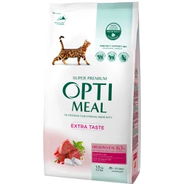 Сухий корм Optimeal для дорослих котів, з телятиною, 1.5 кг