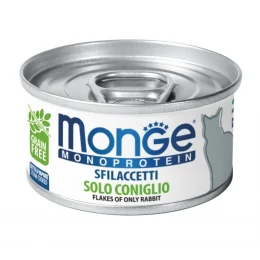 Вологий корм MONGE CAT MONOPROTEIN м'ясні пластівці кролик, 80 г