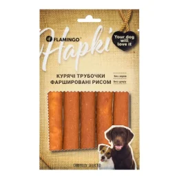 Ласощі Flamingo для собак, курячі трубочки фаршировані рисом, 75 г