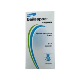 Смужки Bayer Байварол для виявлення і знищення кліщів варроа, 1 блістер (4 смужки)