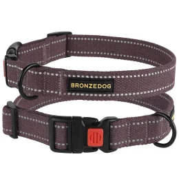 Нашийник BronzeDog Cotton, для собак, брезент, світловідбиваючий, фастекс пластик, черрі, 43-66×2.5 см