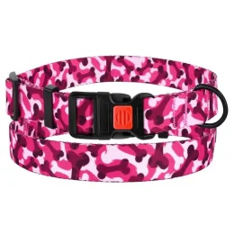 Нашийник BronzeDog Urban Camo, для собак, нейлоновий, фастекс пластик, принт кістка, рожевий, 35-53×2.5 см