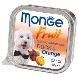 Вологий корм MONGE DOG FRUIT з качкою і апельсином, 100 г