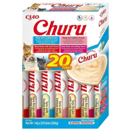 Ласощі INABA "Churu" для котів, вершковий мус "Різновиди тунця і морепродуктів", 20 шт, 280 г