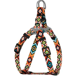 Шлея BronzeDog Tribal для собак, нейлон, принт гуцульський, помаранчевий, 28-40 см