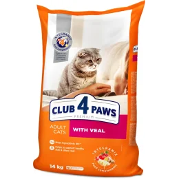 Сухий корм Клуб 4 Лапи Adult Cats Premium для дорослих котів, з телятиною, 14 кг