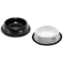 Миска Tetrapet з нержавіючої сталі, чорна-біла, 0.22 л, 11 см