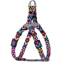 Шлея BronzeDog Tribal для собак, нейлон, принт гуцульський, фіолетовий, 28-40 см