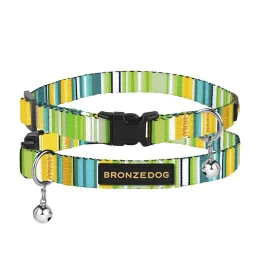 Нашийник BronzeDog Urban West, для котів, нейлоновий, дзвіночок, салатовий, 18-28×1 см