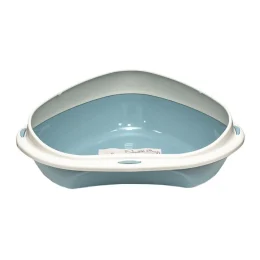 Туалет кутовий з бортиком Georplast Shuttle Corner для котів, 58×48×20.5 см, блакитний