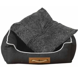 Лежак Animall Nena для собак і котів, з ручкою-мотузкою, розмір L, 62×50×17 см, графіт