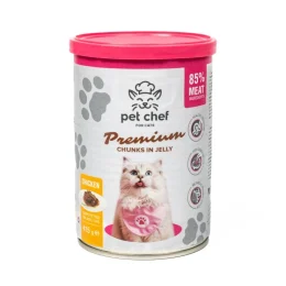 Консерви Pet Chef Chicken для дорослих котів, шматочки в желе, з куркою, 415 г