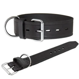 Нашийник Flamingo Rondo Collar для собак, натуральна шкіра, чорний, 5×55 см