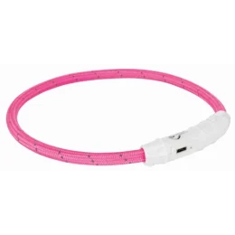 Нашийник Trixie Flash Light USB ML світиться, з відображає смугою, 45 см х 7 мм, рожевий