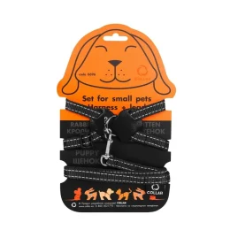 Нейлонова шлея на планшеті Dog Extreme для кроликів 15 мм, 30-45 см, чорна