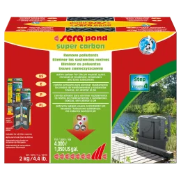 Sera Pond Super Carbon активоване вугілля для усунення шкідливих речовин в ставках, 2 кг