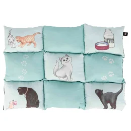 Лежак Trixie Patchwork для котів, з принтом, берюзовий, 70×55 см