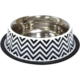 Миска Croci Twiggy Stripes для котів і собак, нержавіюча, орнамент, 940 мл, 23 см