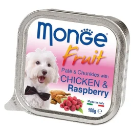 Вологий корм MONGE DOG FRUIT з куркою і малиною, 100 г
