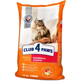 Сухий корм Клуб 4 Лапи Hairball Control Adult Premium для виведення шерсті для дорослих котів, 14 кг
