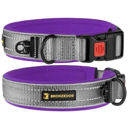 Нашийник BronzeDog Sport, для собак, неопрен, фастекс пластик, сіро-фіолетовий, 51-59×2.5 см