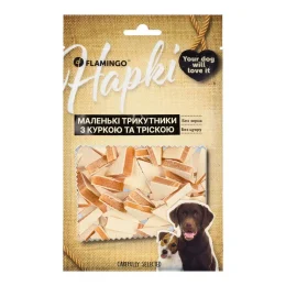 Ласощі Flamingo для собак, маленькі трикутники з куркою та рибою, 75 г