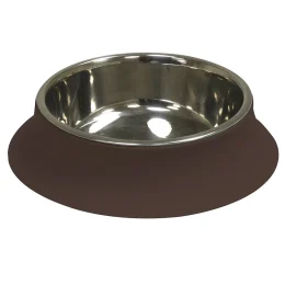 Миска Croci Silicon для котів і собак, нержавіюча / силікон, коричнева, 520 мл, 14 см