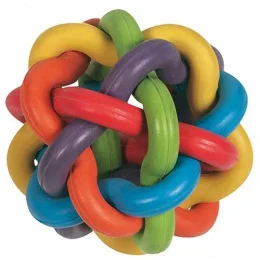 Іграшка Flamingo Ball Colors для собак, плетений різнокольоровий м'яч, гума, 10 см