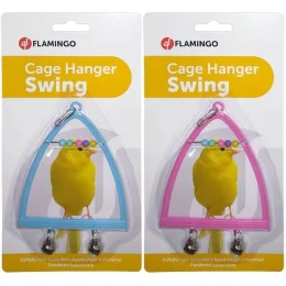 Іграшка Flamingo Swing Abacus Bell для птахів, жердинка, дзвіночок, рахунки, 10х13 см