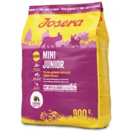 Сухий корм Josera Mini Junior для підростаючих собак малих порід с 3-го тижня життя, з качкою і лососем, 900 г