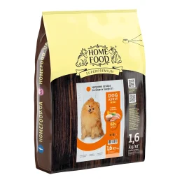 Сухий корм Home Food Супер-преміум для дорослих собак малих порід, з індичкою і лососем, 1.6 кг