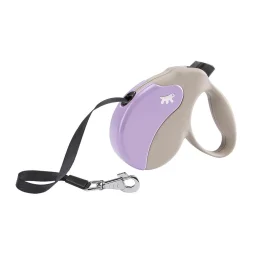 Поводок-рулетка Ferplast Amigo M Tape Beige-Purple для собак c стрічкою, бежево-фіолетовий, 15x3,6x14 см