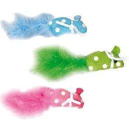 Іграшка Flamingo Polka Mouse для котів, мишка з пером і котячої м'ятою, тканину, 11х1х2.5 см