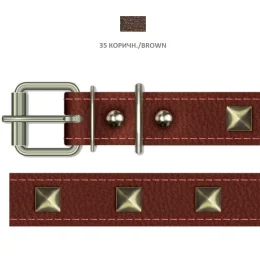 Нашийник Cristel "Ромб" для собак, лакована шкіра зеніт, прошитий, з прикрасою, 25 мм / 45-57 см, коричневий