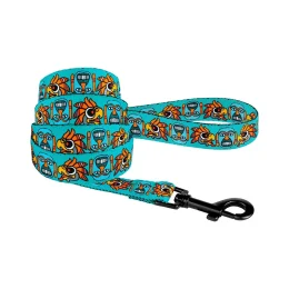 Повідець BronzeDog Tribal для собак, нейлон, принт маска, ментоловий, 152×2.5 см