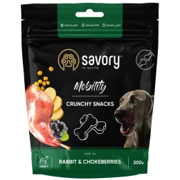 Хрусткі ласощі Savory для здоров’я суглобів собак, кролик і чорноплідна горобина, 200 г