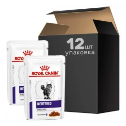 Вологий корм Royal Canin Feline Neutered Balance для дорослих стерилізованих котів, схильних до набору зайвої ваги, 8 шт + 4 шт у подарунок, 1.02 кг