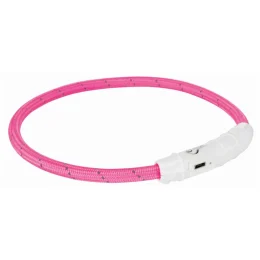 Нашийник Trixie Flash Light USB L-XL світиться, з відображає смугою, 65 см х 7 мм, рожевий