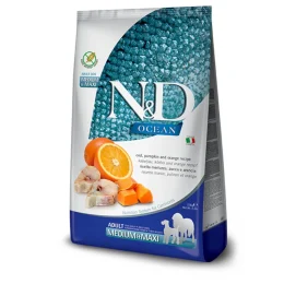 Беззерновий сухий корм Farmina N&D Grain Free OCEAN PUMPKIN для собак середніх та великих порід, з тріскою та апельсином, 2.5 кг
