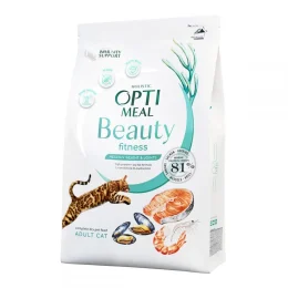 Сухий корм Optimeal Beauty Podium для котів, догляд за шерстю та зубами, на основі морепродуктів, 650+650 г