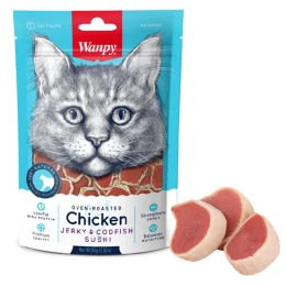 Ласощі Wanpy Chicken Jerky & Codfish Sushi суші з куркою і тріскою, для котів, 80 г