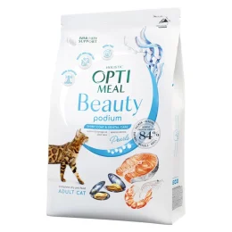 Сухий корм Optimeal Beauty Podium для котів, догляд за шерстю та зубами, на основі морепродуктів, 1.5 кг