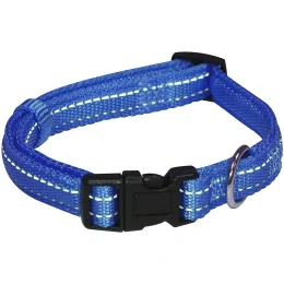 Нашийник Croci Soft Reflective для собак, світловідбиваючий, нейлон, синій, 30-45×1.5 см