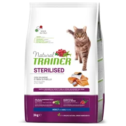 Корм Trainer Natural Super Premium для дорослих стерилізованих кішок від 1 року, з лососем і горохом, 3 кг