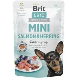 Вологий корм Brit Care Mini pouch, для собак, філе лосося і оселедця в соусі, 85 г