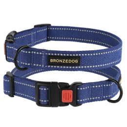 Нашийник BronzeDog Cotton, для собак, брезент, світловідбиваючий, фастекс пластик, синій, 43-66×2.5 см