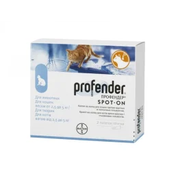 Краплі від глистів Bayer Profender Spot-On для котів від 2.5 до 5 кг, 0.7 мл, ціна за 1 піпетку