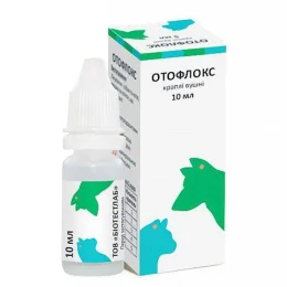 Краплі вушні BioTestLab Отофлокс при отитах різної етіології для собак, котів і кроликів, 10 мл