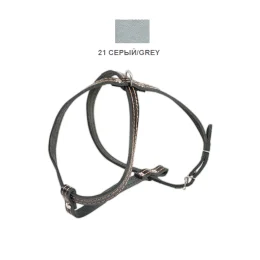 Шлея Cristel для собак, шкіряна, прошита, 12 мм / 32 см / 38-48 см, сірий